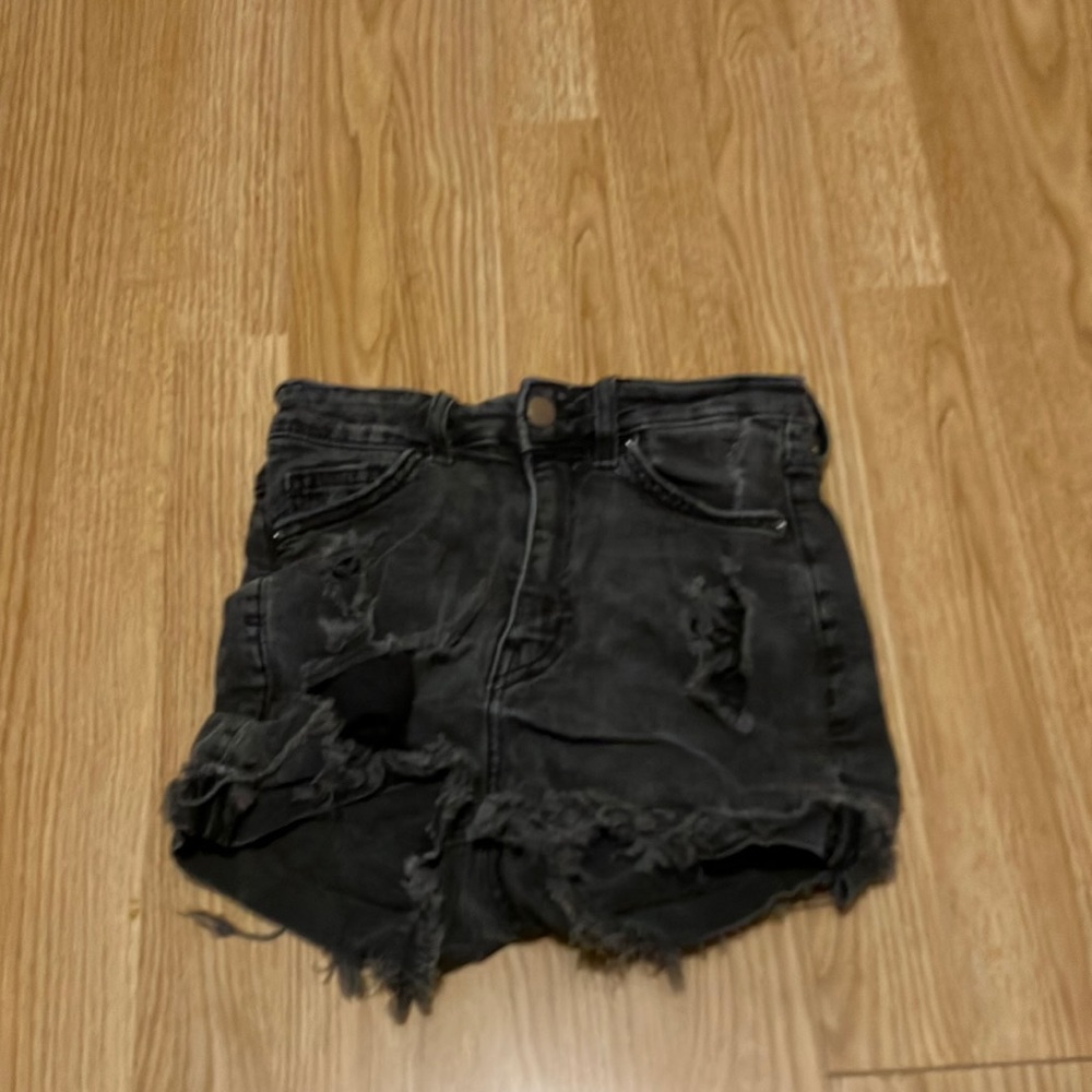 H&M black ripped jean shorts